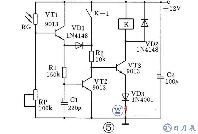 三極管組成的光控開關(guān)電路原理圖_四款光控開關(guān)電路圖