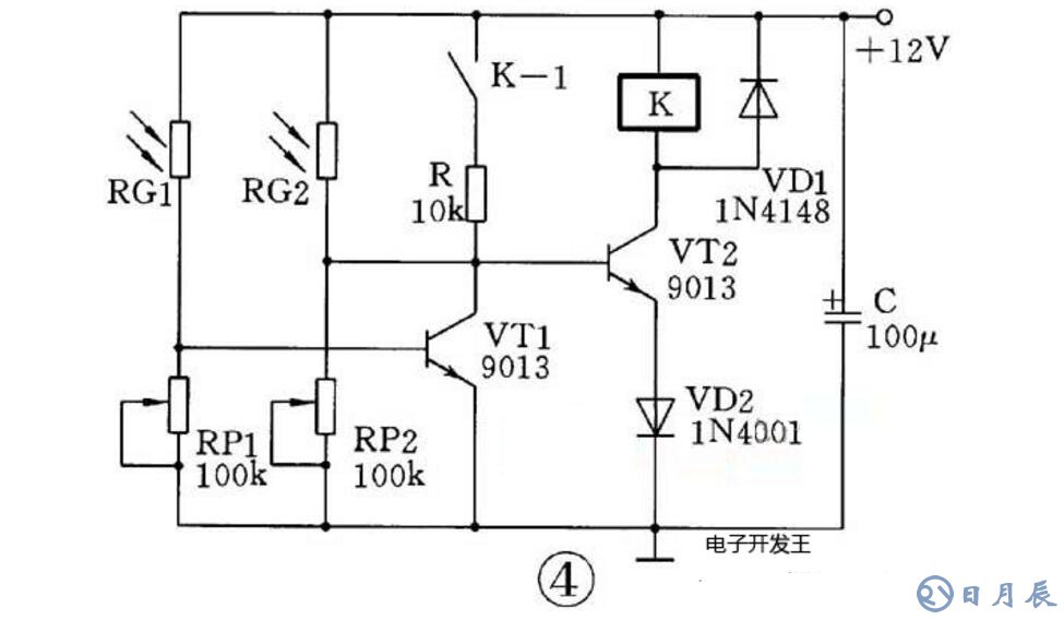 三極管組成的光控開關(guān)電路原理圖_四款光控開關(guān)電路圖